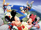 Mickey Mouse, Minnie, Pluto y Goofy Volando