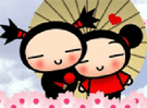 Pucca y Garu entre flores 