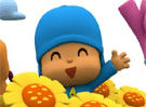 Pocoyo entre girasoles 